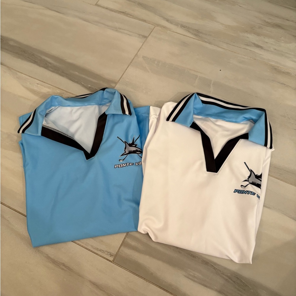Pack of two white and blue golf polos